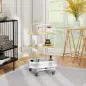 Carrito Auxiliar con Ruedas de 3 Niveles Carro de Almacenamiento con Cesta y Estantes 49,5x32,5x82,5 cm Blanco y Madera Natural