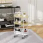 Carrito Auxiliar con Ruedas de 3 Niveles Carro de Almacenamiento con Cesta y Estantes 49,5x32,5x82,5 cm Blanco y Madera Natural