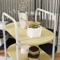 Carrito Auxiliar con Ruedas de 3 Niveles Carro de Almacenamiento con Cesta y Estantes 49,5x32,5x82,5 cm Blanco y Madera Natural