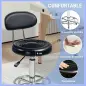 Taburete Giratorio con Respaldo y Ruedas Silla Ajustable para Salones de Belleza Estudio de Tatuajes 32x40x70-86cm Negro