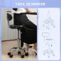 Taburete Giratorio con Respaldo y Ruedas Silla Ajustable para Salones de Belleza Estudio de Tatuajes 32x40x70-86cm Negro
