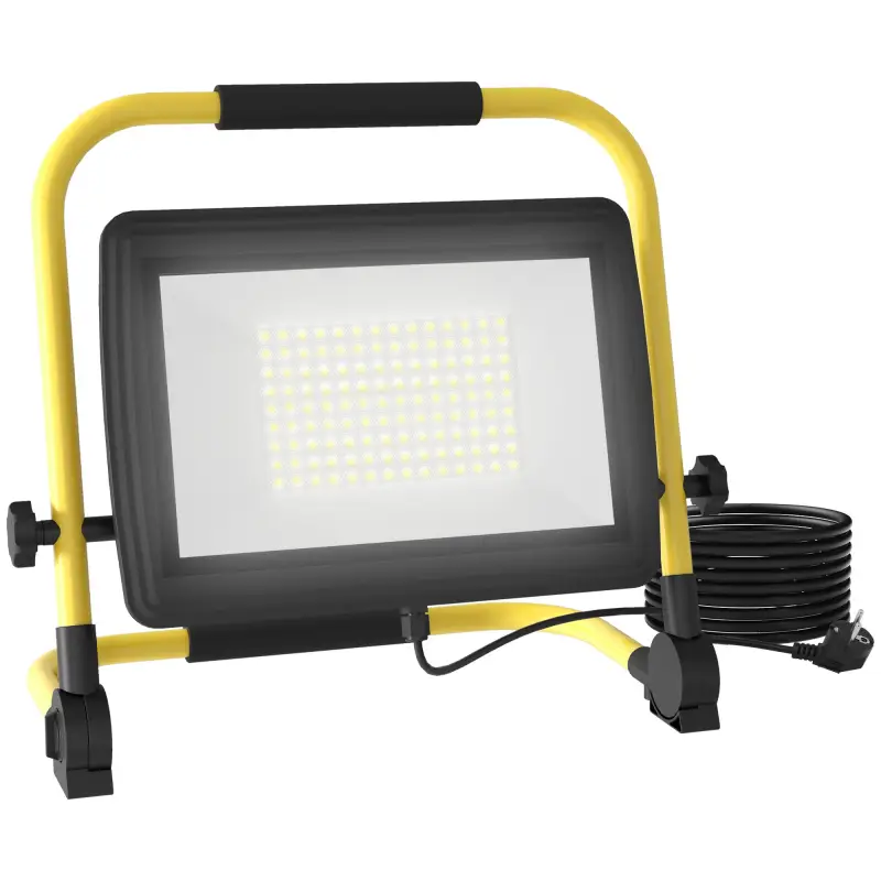Foco LED con 8500 Lúmenes IP65 6500K Resistente a la Intemperie Ajustable y Portátil 35x20x32 cm Amarillo
