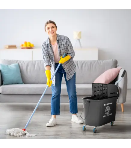 Cubo de Fregar 20L con Ruedas y Escurridor Cubo para Fregona con Separador de Agua 60x27x70,5 cm Negro