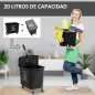 Cubo de Fregar 20L con Ruedas y Escurridor Cubo para Fregona con Separador de Agua 60x27x70,5 cm Negro