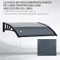Marquesina de Protección contra Sol y Lluvia 100x75x23 cm con Cubierta de Policarbonato para Puertas y Ventanas Negro
