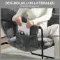 Butaca Moderna para Relax con Tapizado en Chenilla Estructura de Acero y Reposabrazos con Bolsillos 68x76x81 cm Gris