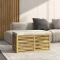 Baúl de Almacenaje 122L Tapizado en Lino Sintético con Cojín Marco de Bambú 90x42x43 cm Gris y Natural