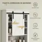 Mueble sobre Inodoro para el Baño con Puerta Corredera de Granero y 6 Compartimentos Estilo Rústico 67x25x172 cm Blanco