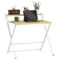 Escritorio Plegable con Estante Abierto Escritorio Pequeño para Estudio Hogar Oficina 86x66x82 cm Natural Escritorio Plegable con Estante Abierto Escritorio Pequeño para Estudio Hogar Oficina 86x66x82 cm Natural