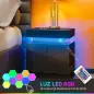 Mesilla de Noche con Luces LED 2 Cajones y Control de APP Mesa de Noche para Dormitorio Salón 45x35x52 cm Negro