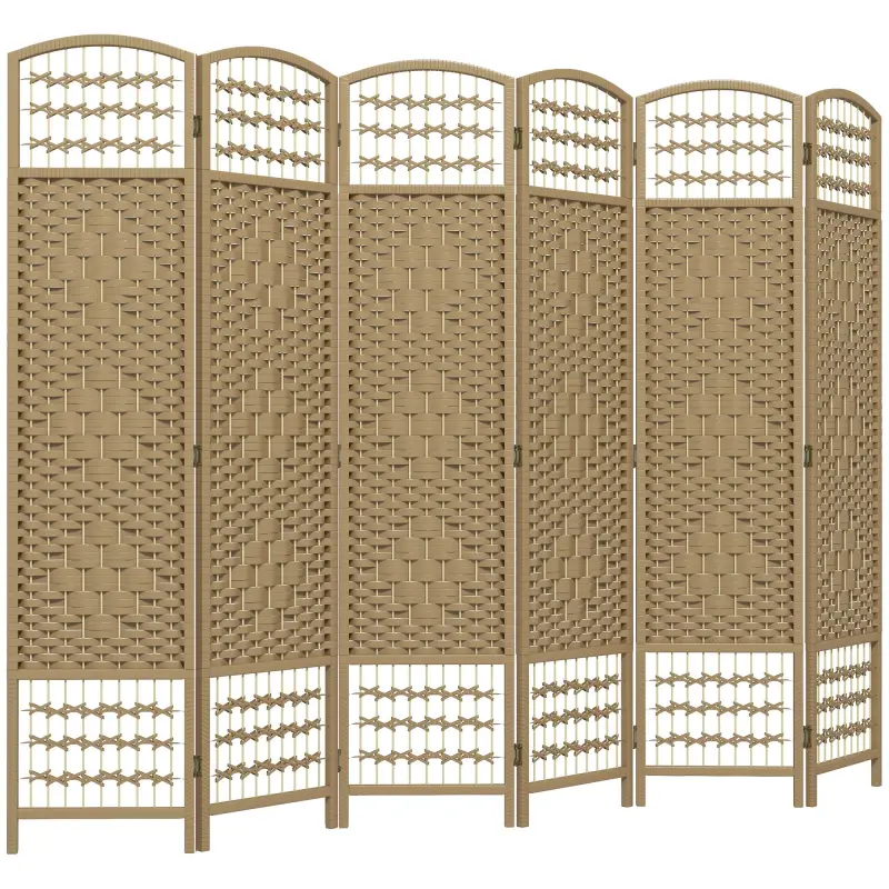 Biombo Separador de Ambientes de 6 Paneles Plegable de Cuerda de Papel 160x170cm Decoración para Dormitorio Natural