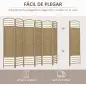 Biombo Separador de Ambientes de 6 Paneles Plegable de Cuerda de Papel 160x170cm Decoración para Dormitorio Natural