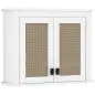 Armario de Pared para Baño Mueble de Baño Suspendido con 2 Puertas de Ratán PE Estante Ajustable 60x19,5x49,4 cm Blanco
