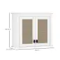 Armario de Pared para Baño Mueble de Baño Suspendido con 2 Puertas de Ratán PE Estante Ajustable 60x19,5x49,4 cm Blanco