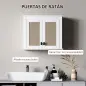 Armario de Pared para Baño Mueble de Baño Suspendido con 2 Puertas de Ratán PE Estante Ajustable 60x19,5x49,4 cm Blanco