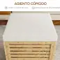 Baúl de Almacenaje para Dormitorio 54,7L con Asiento Desmontable Marco de Bambú 40x40x47 cm Gris y Natural