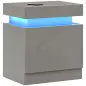 Mesilla de Noche con Luces LED 2 Cajones y Control de APP Mesa de Noche para Dormitorio Salón 45x35x52 cm Gris
