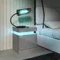 Mesilla de Noche con Luces LED 2 Cajones y Control de APP Mesa de Noche para Dormitorio Salón 45x35x52 cm Gris
