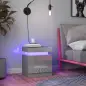 Mesilla de Noche con Luces LED 2 Cajones y Control de APP Mesa de Noche para Dormitorio Salón 45x35x52 cm Gris