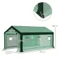Invernadero de Túnel 6x3x2,8 m con 6 Ventanas Cubierta de PE Anti-UV y 2 Puertas Enrollables con Cremallera Verde