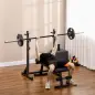 Soporte para Barras de Pesas con Ancho y Altura Ajustable Rack Musculación con Marco de Acero Carga 150 kg Negro