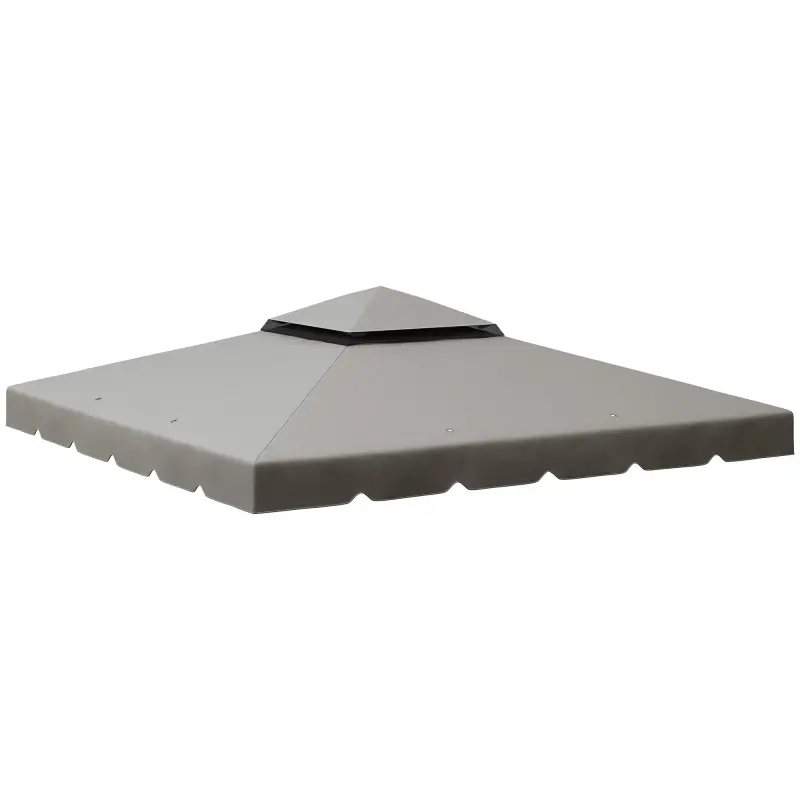 Techo de Repuesto para Cenador 3x3 m Cubierta de Repuesto con Techo Doble y 8 Orificios de Drenaje Gris Claro