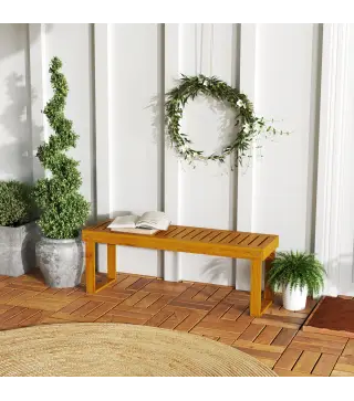 Banco de Jardín de Madera de 2 Plazas con Asiento de Lamas Carga 300 kg para Exteriores 120x34x43 cm Teca