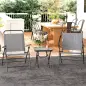 Conjunto de 3 Piezas Mesa con Encimera de Cristal y Sillas Plegables con Respaldo Regulable para Terraza Exterior Gris