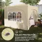Cenador Plegable 3x3 m Gazabo con Paneles Laterales UPF50+ Altura Ajustable y Bolsa de Transporte Arena Cenador Plegable 3x3 m Gazabo con Paneles Laterales UPF50+ Altura Ajustable y Bolsa de Transporte Arena