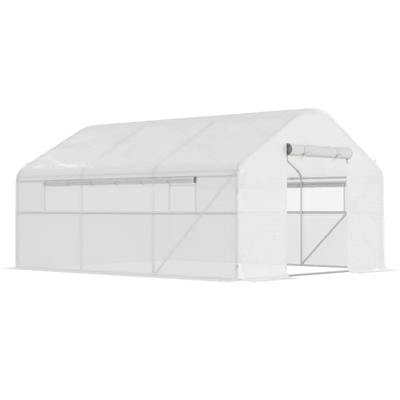 Invernadero de Túnel 4x3x2 m con 2 Ventanas Cubierta de PE Anti-UV y 1 Puerta Enrollable con Cremallera Blanco