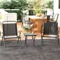 Conjunto de 3 Piezas Mesa con Encimera de Cristal y Sillas Plegables con Respaldo Regulable para Terraza Exterior Negro