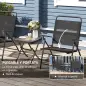 Conjunto de 3 Piezas Mesa con Encimera de Cristal y Sillas Plegables con Respaldo Regulable para Terraza Exterior Negro