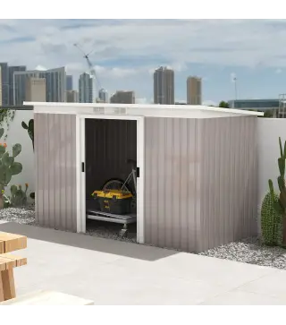 Caseta de Jardín Exterior 3,2 m² 280x130x172 cm Cobertizo de Jardín con Puertas Correderas y Ventilaciones Gris Claro
