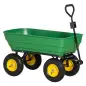 Carro de Jardín Basculante Capacidad 125 L Carga 200 kg con Marco de Acero y 4 Ruedas Neumáticas Verde