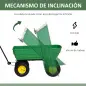 Carro de Jardín Basculante Capacidad 125 L Carga 200 kg con Marco de Acero y 4 Ruedas Neumáticas Verde