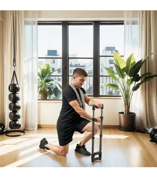 Expansor de Pecho con Resistencia Ajustable de 10-50 kg para Desarrollo Muscular de Brazos 80x22x5 cm Negro