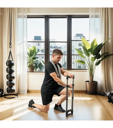 Expansor de Pecho con Resistencia Ajustable de 10-50 kg para Desarrollo Muscular de Brazos 80x22x5 cm Negro