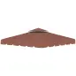 Techo de Repuesto para Cenador 3x3 m Cubierta de Repuesto con Techo Doble y 8 Orificios de Drenaje Café