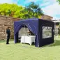 Cenador Plegable 3x3 m Gazabo con Paneles Laterales UPF50+ Altura Ajustable y Bolsa de Transporte Azul Oscuro