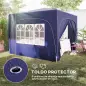 Cenador Plegable 3x3 m Gazabo con Paneles Laterales UPF50+ Altura Ajustable y Bolsa de Transporte Azul Oscuro