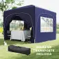Cenador Plegable 3x3 m Gazabo con Paneles Laterales UPF50+ Altura Ajustable y Bolsa de Transporte Azul Oscuro