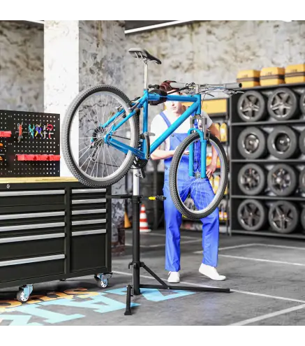 Soporte para Reparación de Bicicletas Ajustable con Bandeja Magnética y Altura Regulable 82x106x107-160 cm Negro