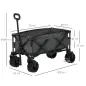 Carro de Jardín Plegable Carga 70 kg con Ruedas Delanteras Giratorias 360° y Altura del Manillar Ajustable Gris Oscuro