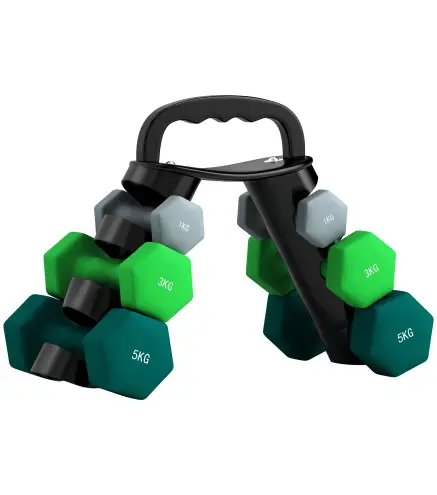 Juego de Mancuernas 2 x1kg 2 x3kg 2 x5kg con Soporte de Almacenamiento para Ejercicio Entrenamiento Multicolor