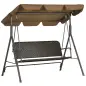 Balancín de Jardín Exterior de 3 Plazas con Toldo Ajustable Asiento de Ratán PE y Reposabrazos 167x112x153 cm Marrón