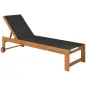 Tumbona de Jardín con Respaldo Ajustable Ruedas Integradas y Estructura de Madera de Acacia Capacidad de 160 kg Negro