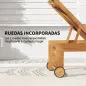 Tumbona de Jardín con Respaldo Ajustable Ruedas Integradas y Estructura de Madera de Acacia Capacidad de 160 kg Negro