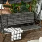Balancín de Jardín Exterior de 3 Plazas con Toldo Ajustable Asiento de Ratán PE y Reposabrazos 167x112x153 cm Gris