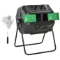 Compostador Giratorio 160L con Sistema de Ventilación y Patas de Acero para Compostaje de Residuos Orgánicos 71x65x96 cm