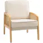 Butaca de Estilo Moderno con Apoyabrazos de Ratán Sintético Asiento de Espuma y Cojín Extraíble 67x75x88 cm Beige